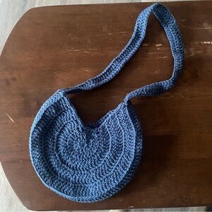 Handcrafted Blue Crochet Shoulder Bag
